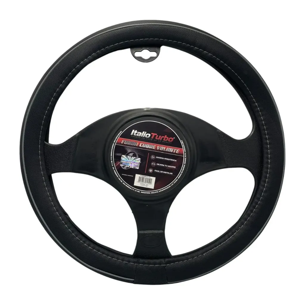 [FVO052BKGY] Funda cubrevolante de vinipiel con filo gris