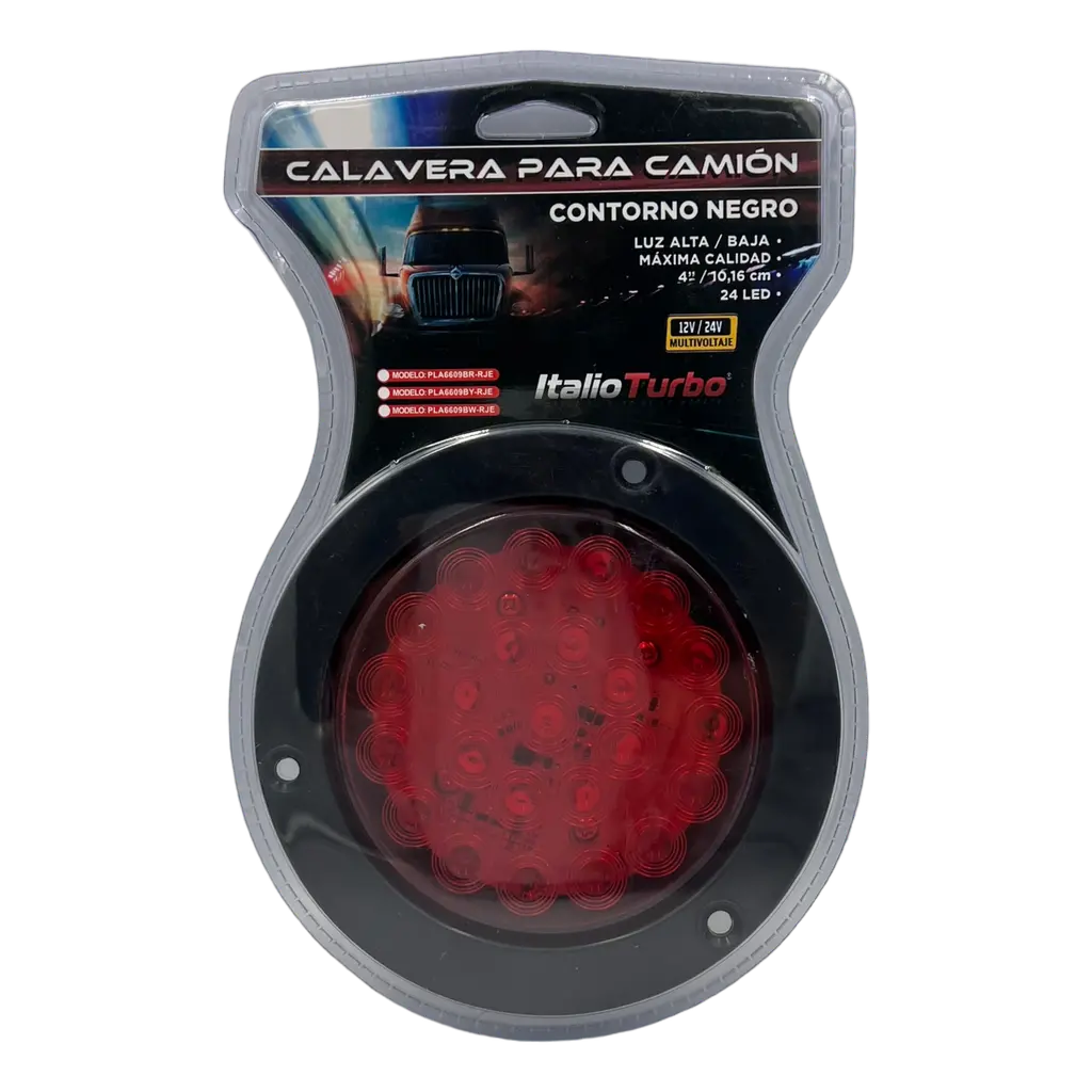 Plafón rojo redondo con 24 LED borde negro función alta y baja