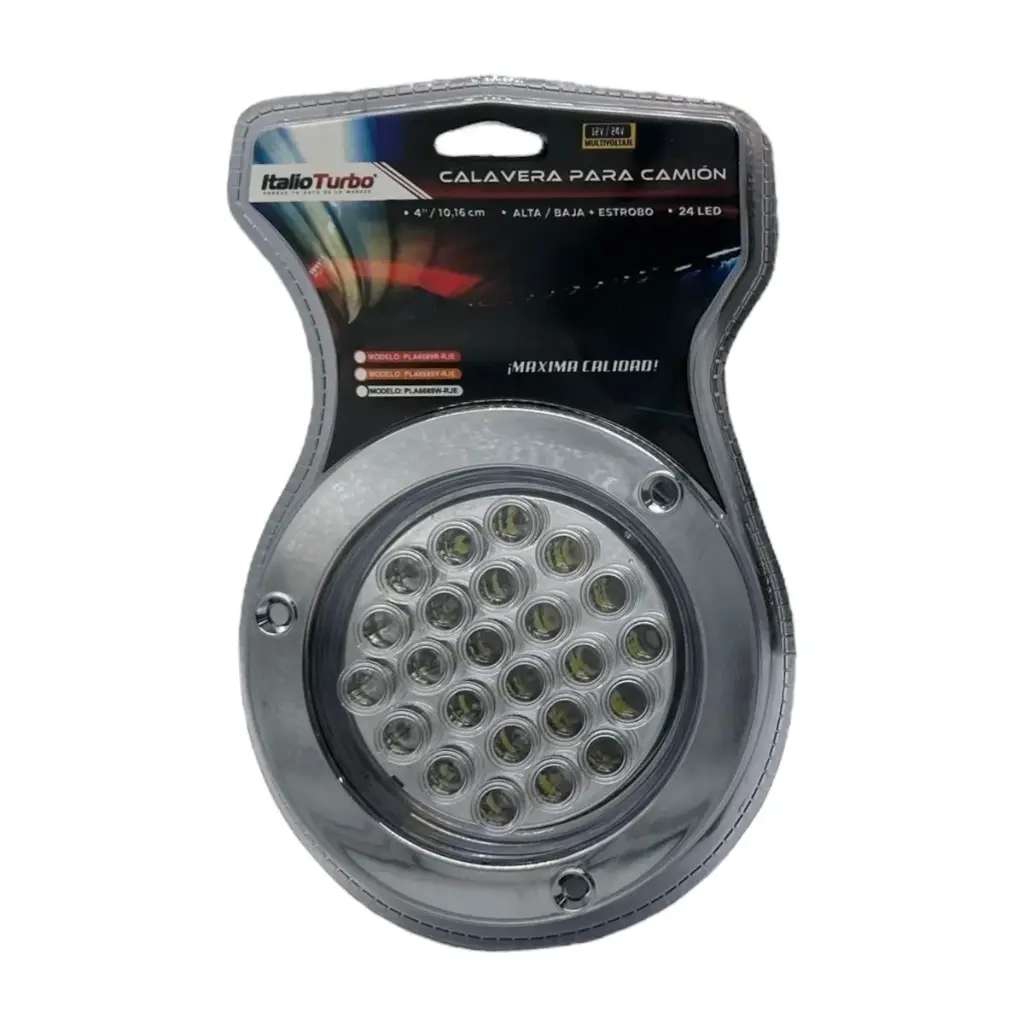 Plafón blanco de 4" con 24 LED multivoltaje con función alta y baja contorno cromado 