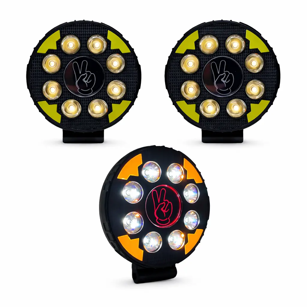 Faro finger light redondo con símbolo de paz