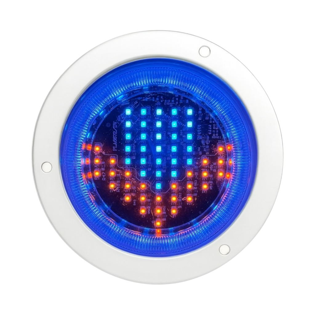 Plafón tipo flecha ámbar/azul 