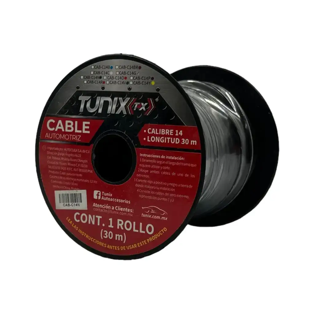 Cable de instalación calibre 14 negro 30M