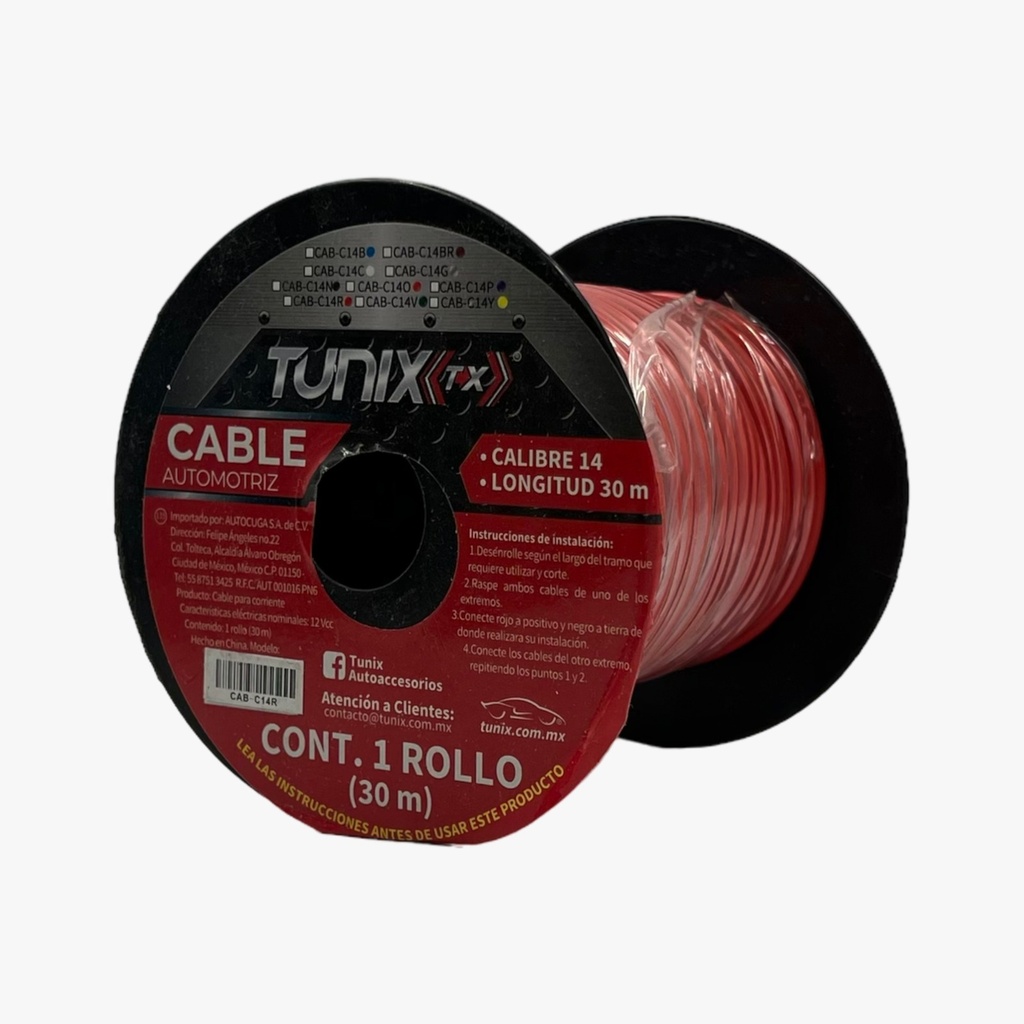 Cable de instalación calibre 14  rojo 30M
