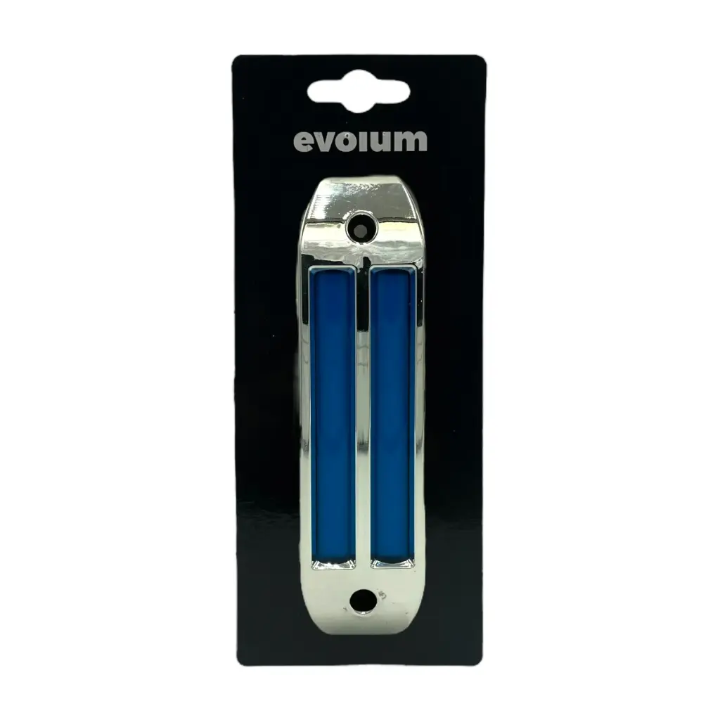 Plafón LED cromado doble rayo azul