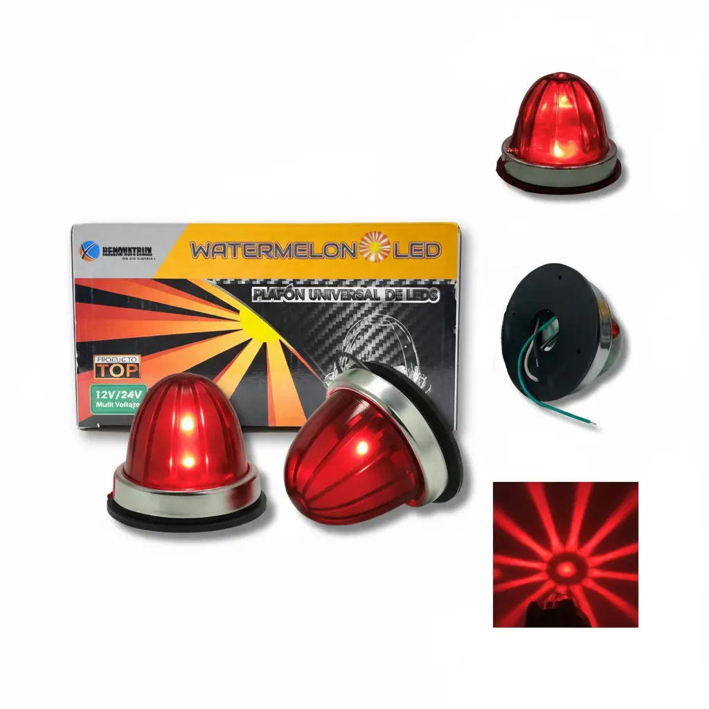 Plafón watermelon con LED vidrio rojo