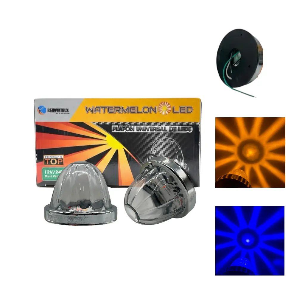 Plafón LED de vidrio watermelon bicolor ámbar/azul