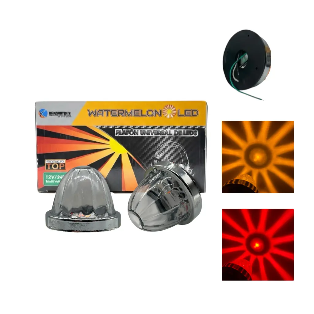 Plafón LED de vidrio watermelon ámbar/rojo