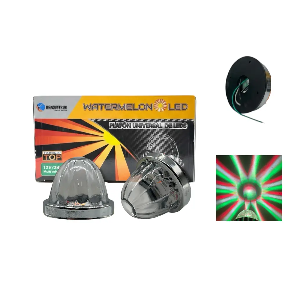 [MULT/GLASS6218/MEX] Plafón LED de vidrio watermelon verde/blanco/rojo