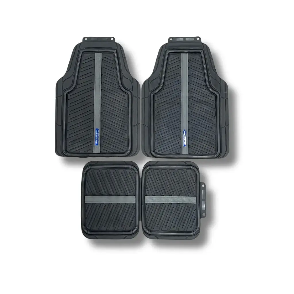 Tapete premium de 4 piezas con detalle color gris