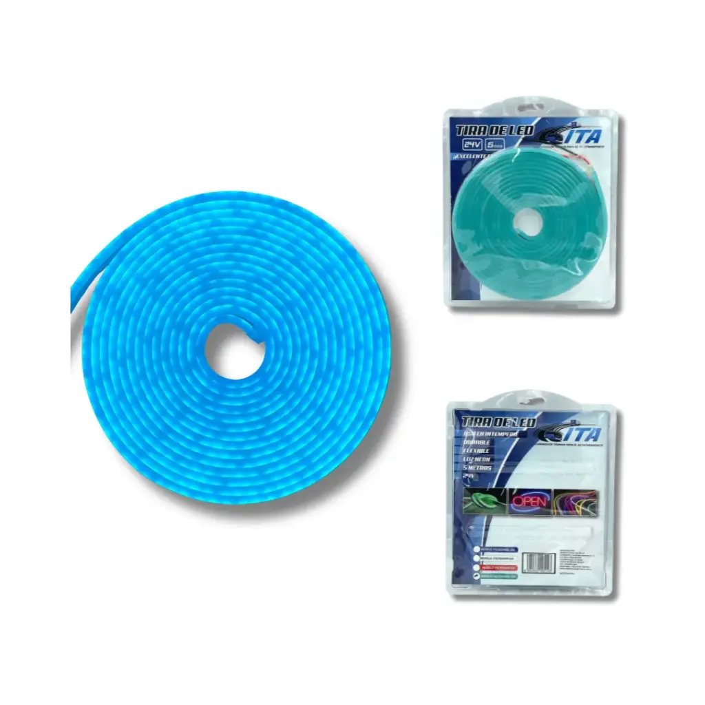 Tira flexible de Luz Neón LED Azul Hielo