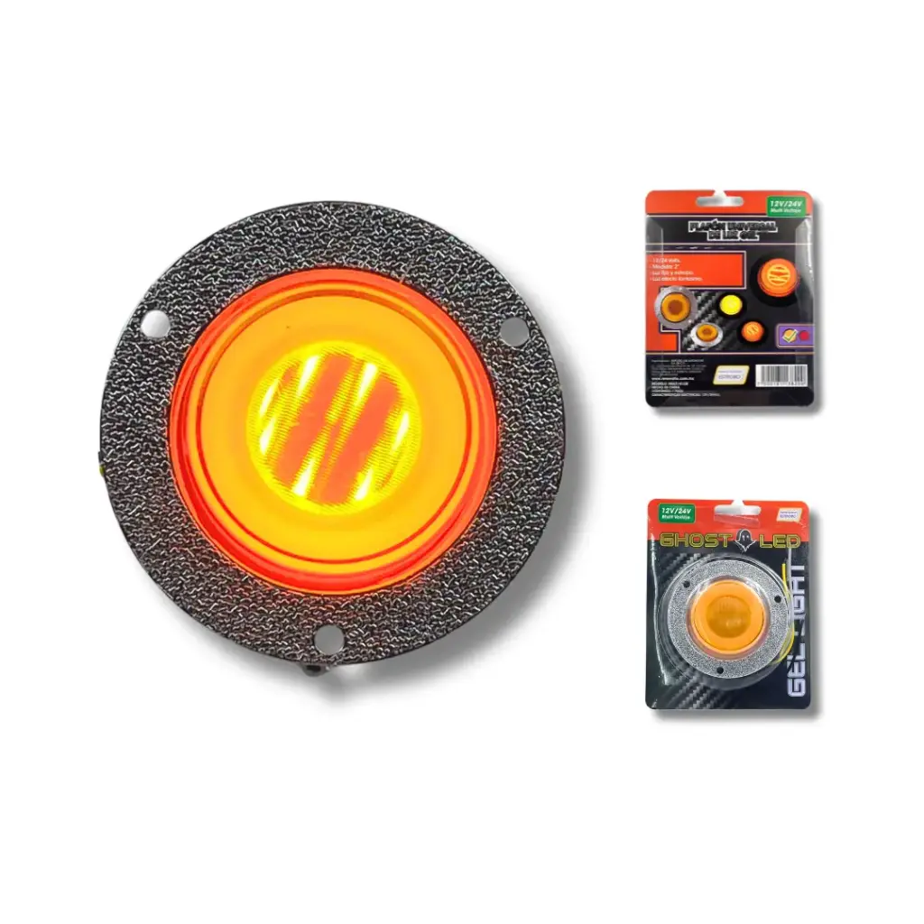 [MULT/6128/AM] Plafón de 2” efecto fantasma y luz gel 12/24V (ámbar)