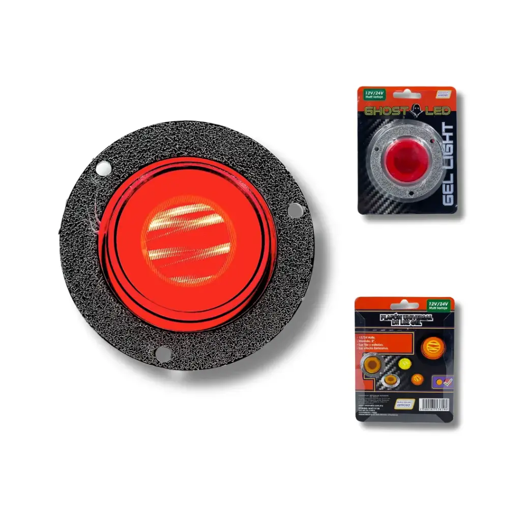 Plafón de 2” efecto fantasma y luz gel 12/24V (Rojo)