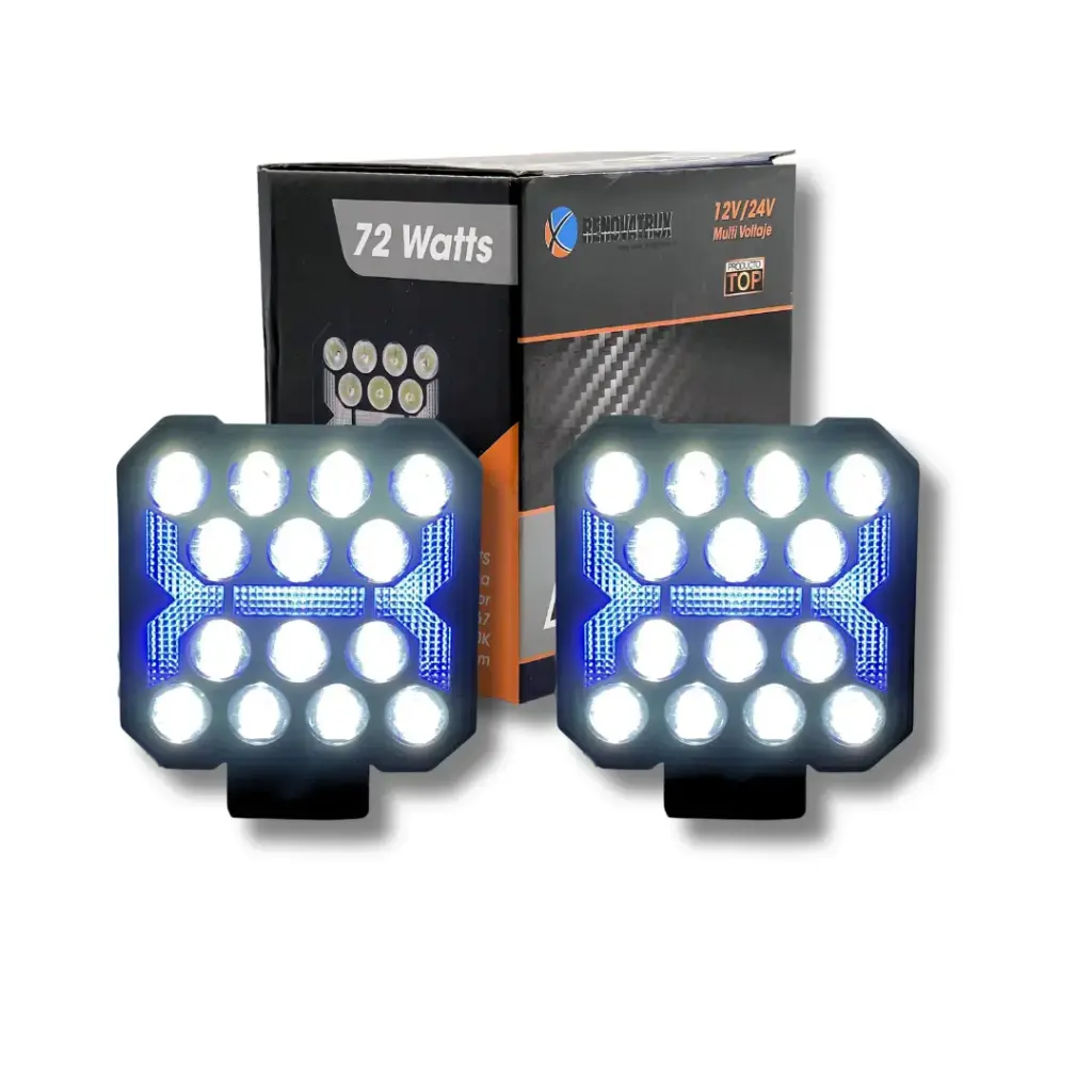 Faro Cuadrado LED de Alta Intensidad con DRL Azul 