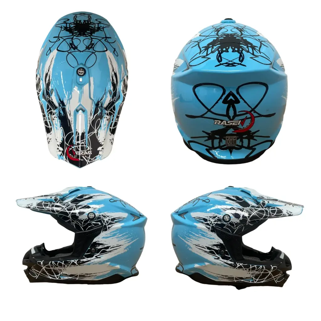 Casco tipo Cross azul con negro "L"