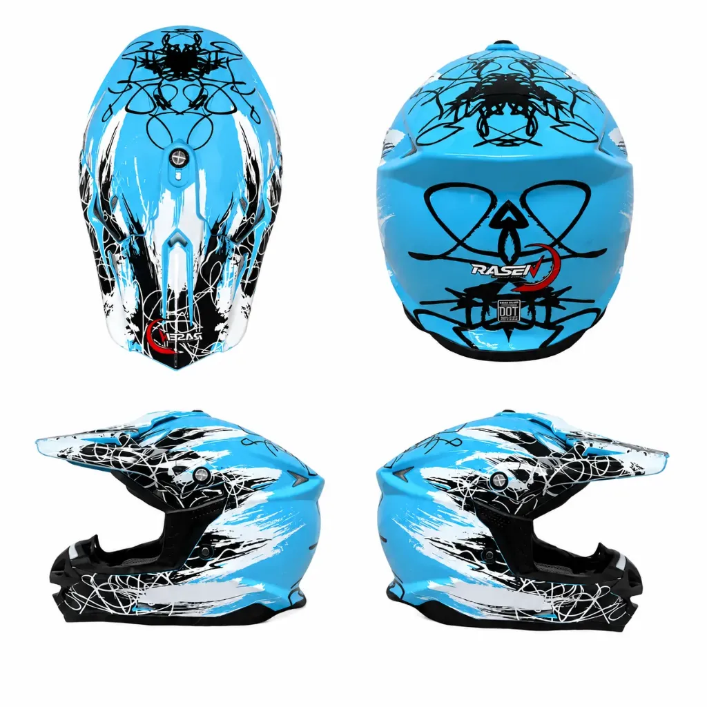 Casco tipo Cross azul con negro "XL"