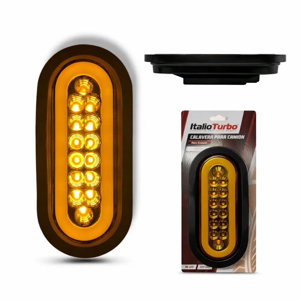 Plafón LED ambar ovalado para embutir