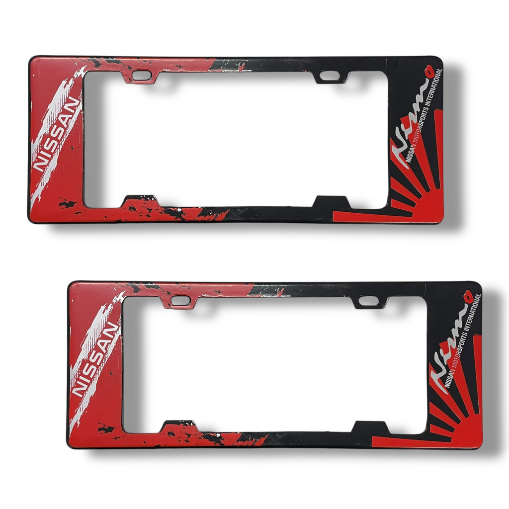  Portaplaca legal con diseño Nissan rojo