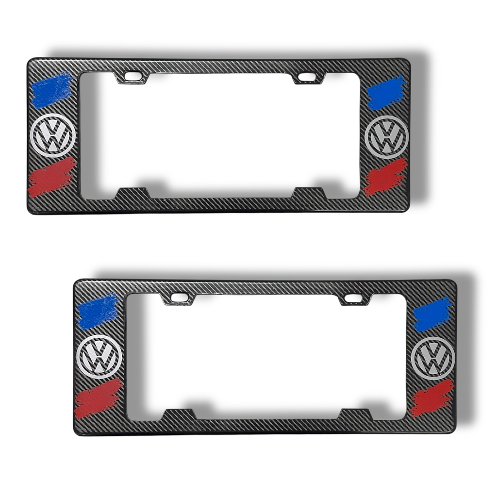  Portaplaca legal con diseño VW rayas azules con rojo