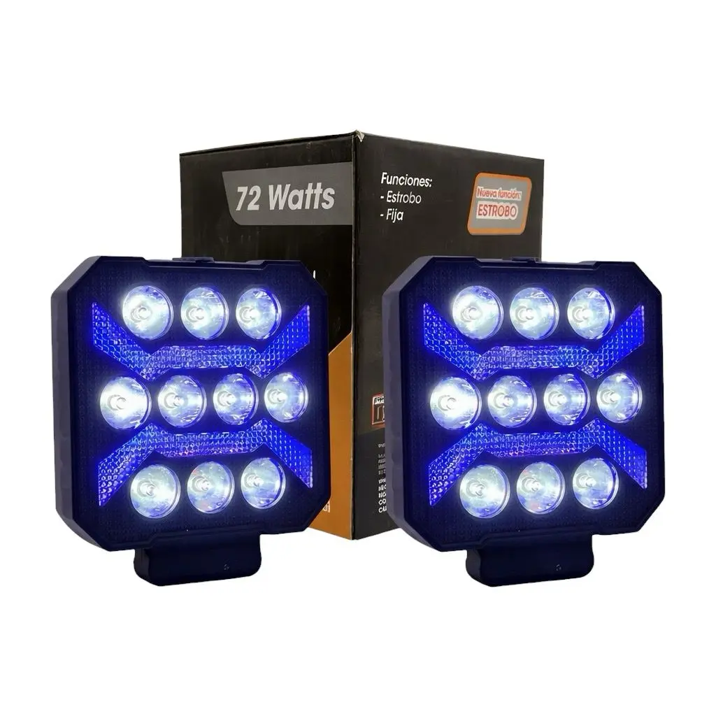 Faro cuadrado LED con drl azul