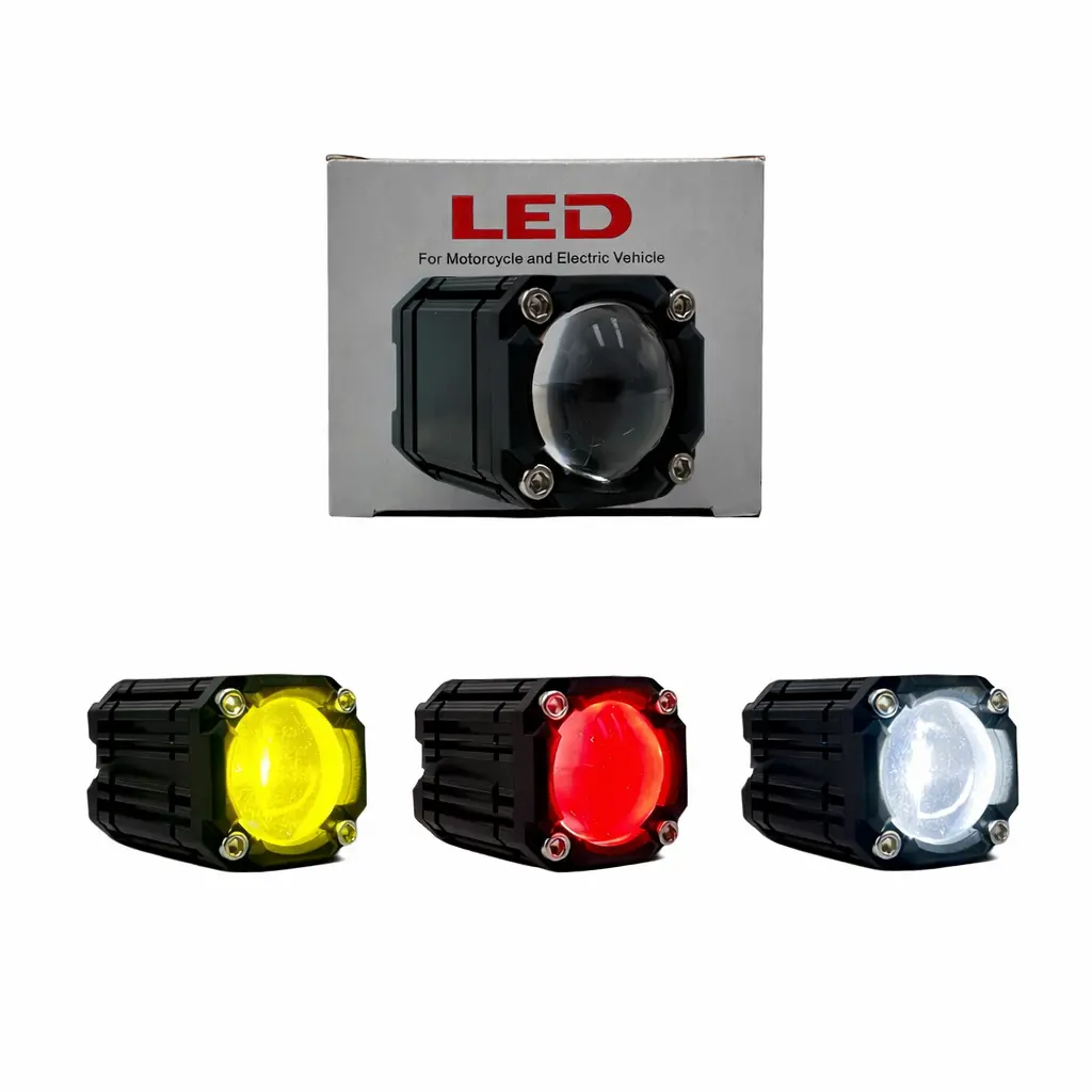 Faro LED auxiliar con lupa blanco/rojo/ámbar 