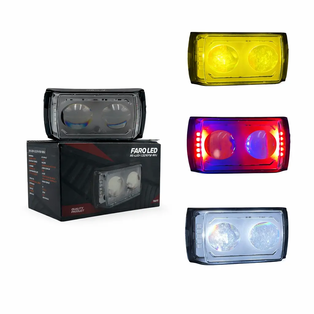 [RS-LED-13176YW-RBU] Faro LED con doble lupa bicolor y cuartos patrulla 