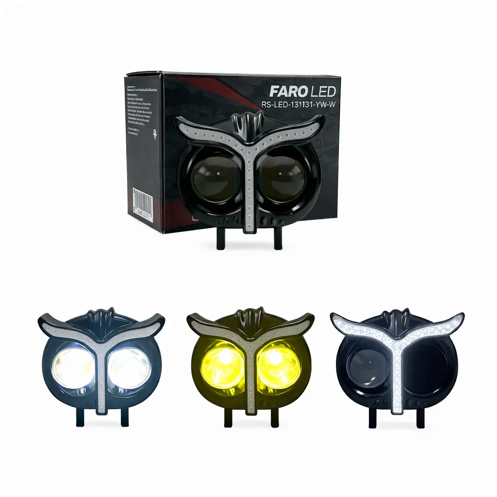 Faro LED tipo búho con arillo (ambar y blanco