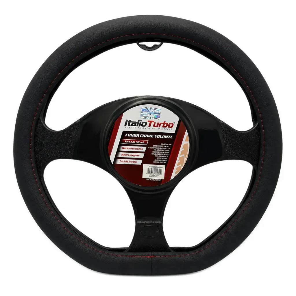 Cubrevolante tipo D negro con hilo rojo