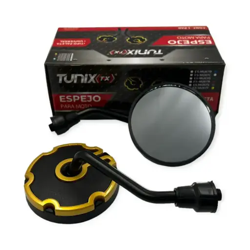 [ES-MU67Y] Espejo universal para moto redondo dorado