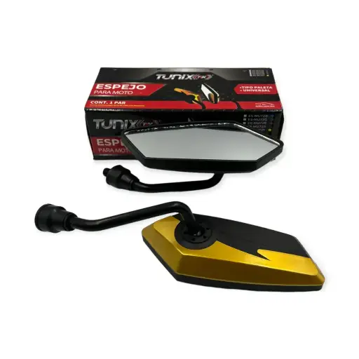 [ES-MU72Y] Espejo para moto universal tipo paleta dorado