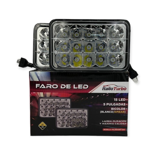 [FAL60045WY] Unidad rectangular de 5 pulgadas bicolor blanco/ámbar