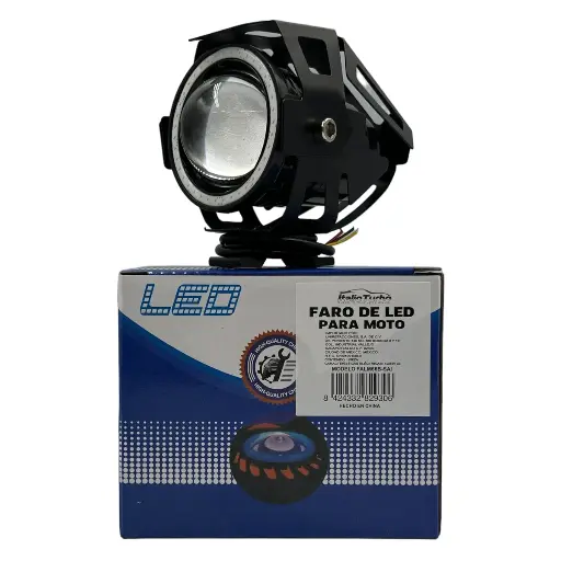 Faro para moto con aro cob y base para manubrio 