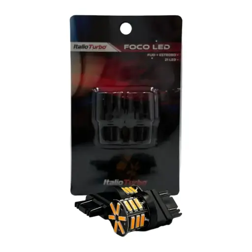 [FOL315721STY-SAI] Foco LED 3157 ámbar de 21 LED fijo + estrobo