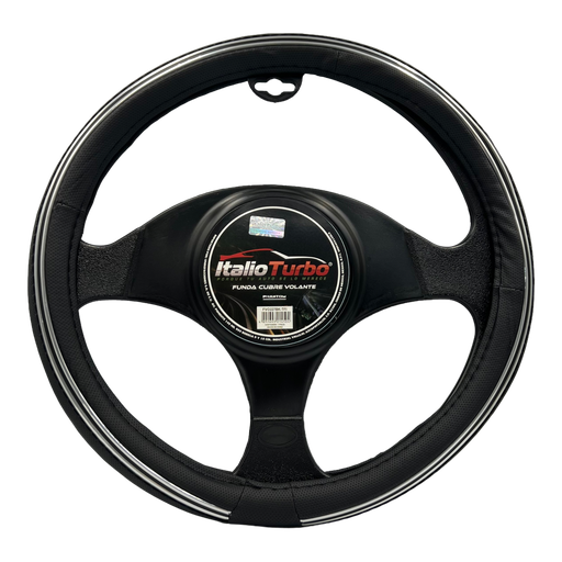 [FVO227BK] Funda cubre volante con tira cromo