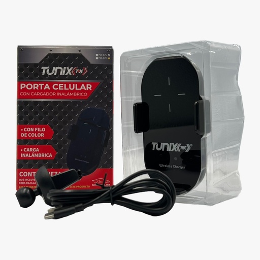 [PO-67C] Porta celular inalámbrico con filo cromado