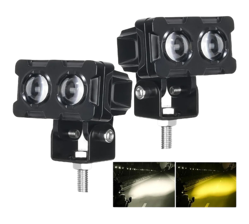 [FALM69-SAI] Faro LED para moto tipo láser con 2 lupas (blanco/ámbar)