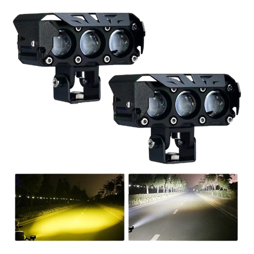 [FALM79-SAI] Faro LED para motocicleta tipo láser blanco/ámbar con 3 lupas