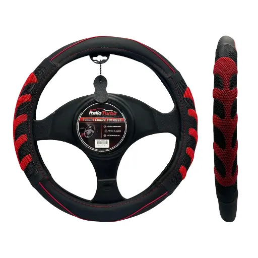 [FVO223BKRD-TFI] Funda cubrevolante premium con detalle y textura en rojo