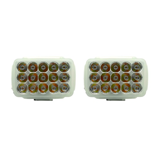 [E45SLIMDUAL] Faro para niebla de 15 LED con carcaza transparente y luz dual (par)