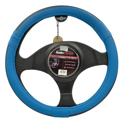 [FVO200BKBL] Funda cubrevolante de vinipiel color negro con detalle azul