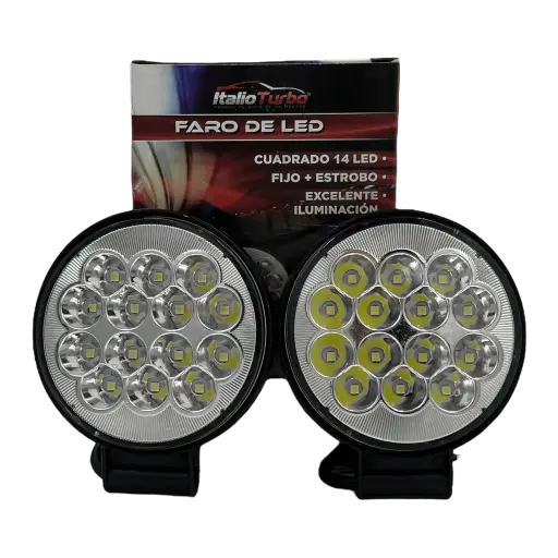 [FAL126R] Faro redondo de 14 LED multivoltaje fijo + estrobo