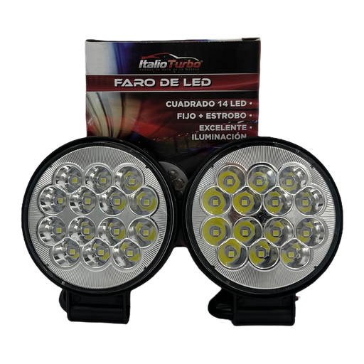 [FAL126R] Faro redondo de 14 LED multivoltaje fijo + estrobo