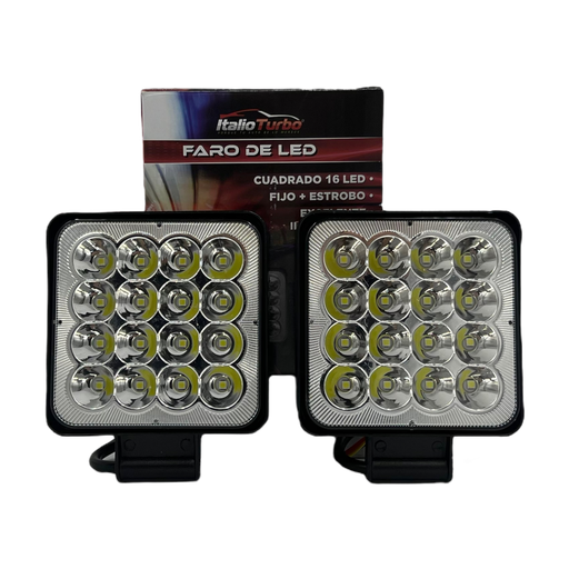 [FAL126C] Faro cuadrado de 16 LED multivoltaje