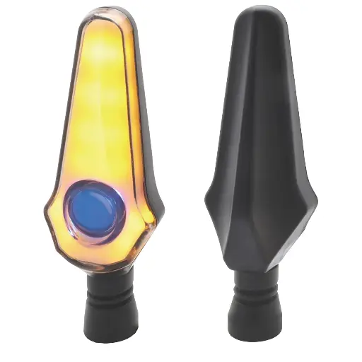 Direccional LED secuencial tipo flama (ámbar/rojo y ámbar/azul)
