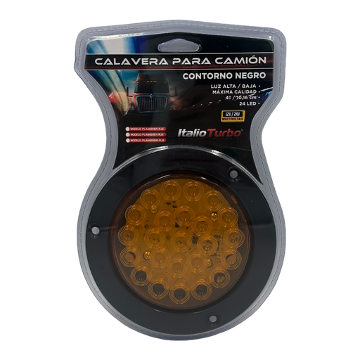 [PLA6609BY] Plafón ámbar redondo con 24 LED borde negro función alta y baja 