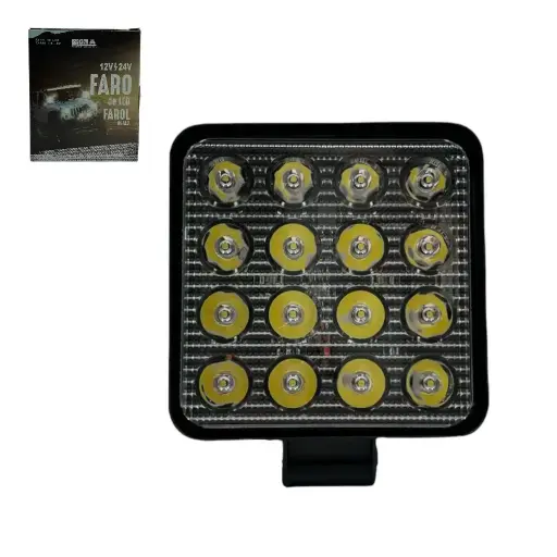 [DJ4914SPEPI] Faro cuadrado de 16 LED mutivoltaje