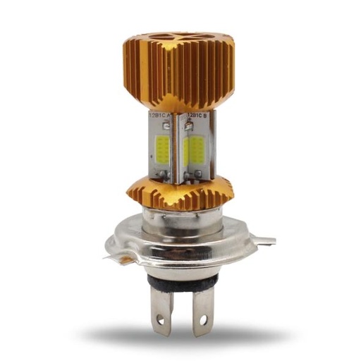 Foco LED entrada H4 con 8 caras con carcaza de color 