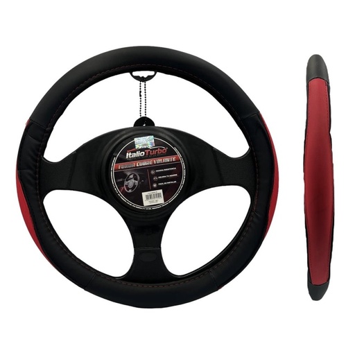 [FVO214BKRD-TFI] Funda cubrevolante tactopiel color negro con rojo