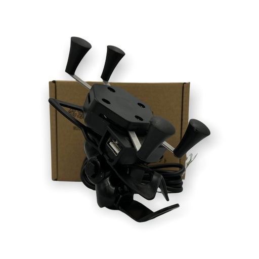 [POC809-SAI] Porta celular para moto con cargador USB con base para manubrio