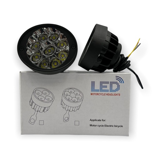 [FALM9HP-SAI] Faro de 9 LED para motocicleta con pestaña movible