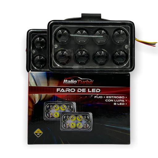 Par de faros de 8 LED con lupa 